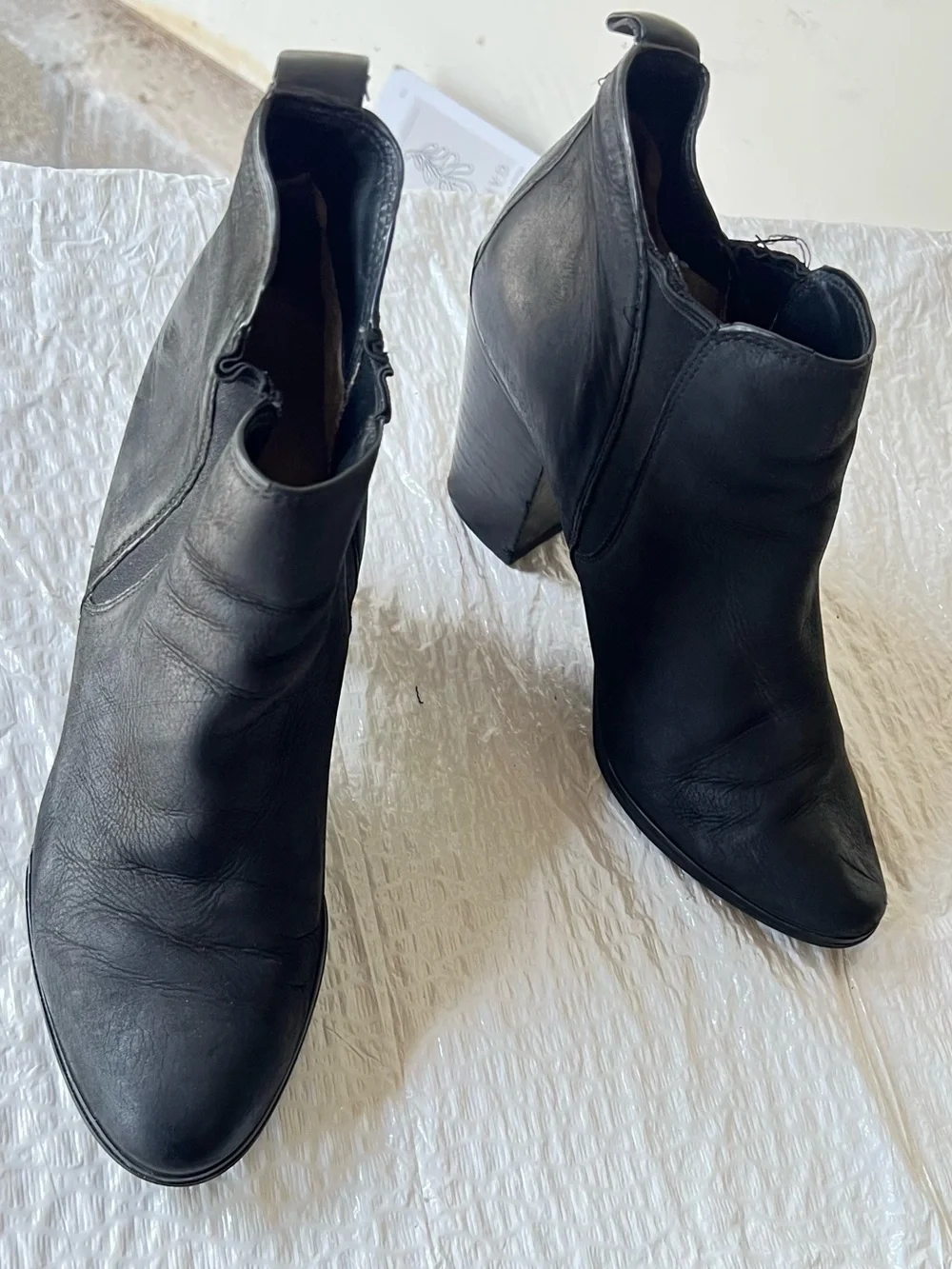 Michael Kors Black Leather Ankle Booties with Block Heel
